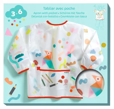 Produktbild von Djeco Malkittel für Kinder 3-6 Jahre, 51 cm Länge, 41 cm Ärmellänge, maschinenwaschbar