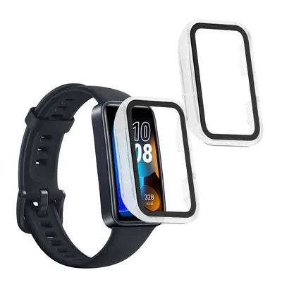 Produktbild von kwmobile 2x Cover kompatibel mit Huawei Band 10 / 9 / 8 Hülle - Fullbody Fitnesstracker Case Set aus Glas - Transparent