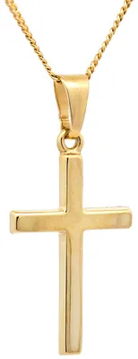 Produktbild von Anhänger Kreuz  585-14 Karat Gold mit vergoldeter Silberkette 50  cm