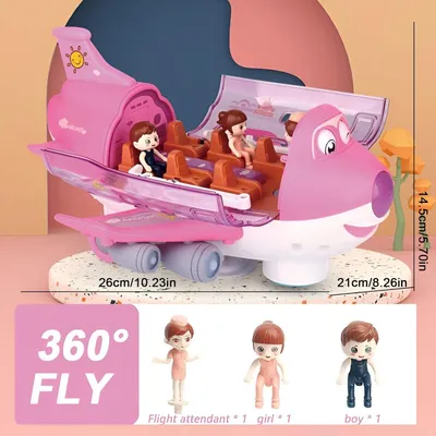 Produktbild von Spielzeug Flugzeug, Elektrisches Flugzeug Spielzeug, drehbares Flugzeug mit Licht, Musik Effekten, 360-Grad-Drehung und Automatisch öffnender Schale