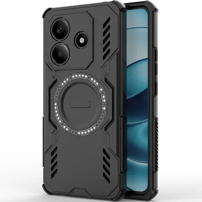 Obrázek produktu pro Magnetické pouzdro pro Xiaomi Redmi Note 14 4G, hybridní PC a TPU nárazník, větrací otvory pro odvod tepla pouzdro Černý