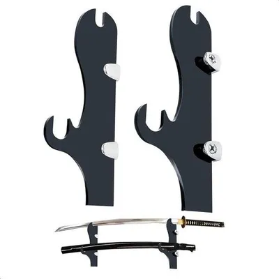 Produktbild von Schwarzes Katana Wandhalter für Lichtschwerter
