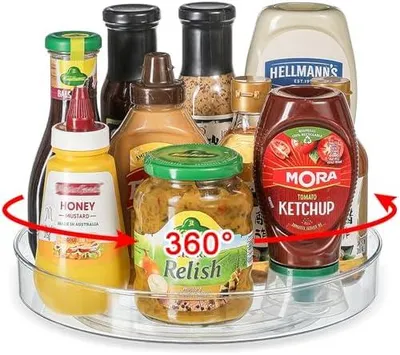 Produktbild von Drehteller Kš¹hlschrank Organizer Lazy Susan 22cm, Kš¹chen Gewš¹rzregal Gewš¹rz Organizer, Drehbares Organizer fš¹r Schrank Unterschrank Waschbecken Schminktisch