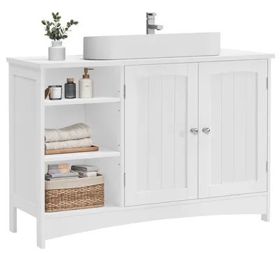 Produktbild von VASAGLE Waschbeckenunterschrank, Unterschrank, Badezimmerschrank, 30 x 90 x 60 cm, 2 Türen, Badschrank, offene Fächer, höhenverstellbare Ablagen