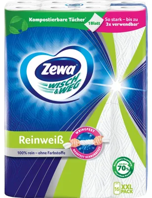 Immagine prodotto di Zewa 43227 Küchenrollen WISCH&WEG Reinweiss 2-lagig, 16 Rollen