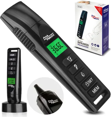 Obrázok produktu pre Digitálny klinický teplomer Bezkontaktný infračervený teplomer so stojanom 4 v 1 Čelo Ucho Predmet a priestor LCD displej