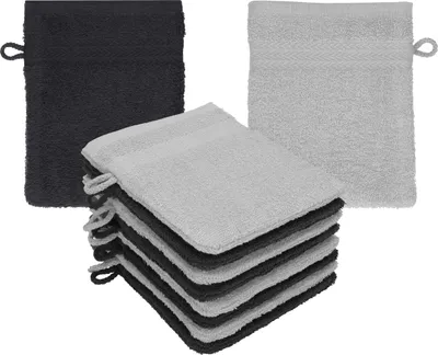 Produktbild von Betz 10 Stück Waschhandschuhe 16x21 cm PREMIUM 100% Baumwolle  Farbe: graphit - silbergrau