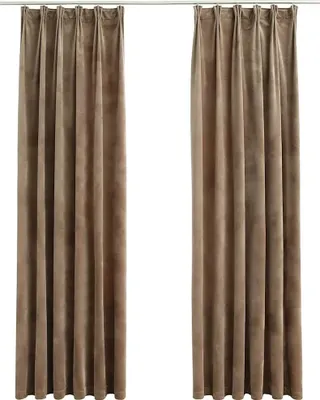 Produktbild von vidaXL Verdunkelungsvorhänge mit Haken 2 Stk. Samt Beige 140x225 cm
