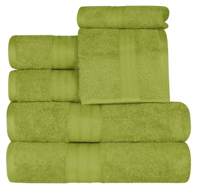 Zdjęcie produktu dla Zestaw ręczników 6-częściowy, 100% czesana bawełna, 700 g/m², zielony, do łazienki
