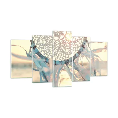 Produktbild von Bilder auf glas - 5 Teile - Boho Ornament Anhänger - 160x85cm - Glasbilder - Wandbilder - Bilder - zum Aufhängen bereit - Wanddekoration aus Glas - Glas Bilder - Wandbild auf Glas - GEA160x85-4554