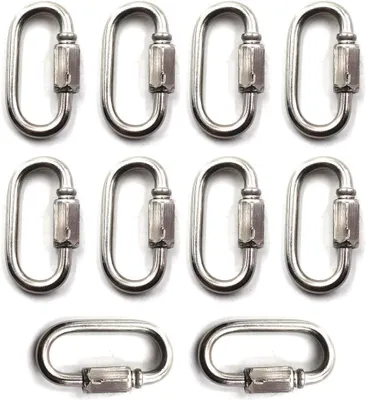 Produktbild von M6 Kettenglied Karabiner aus Edelstahl mit Schraubverschluss, 10er Pack