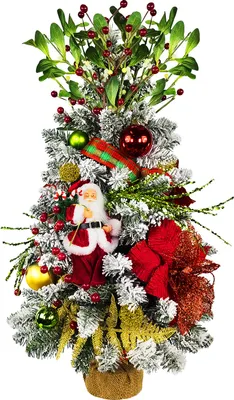 Obrázok produktu pre Zdobený umelý vianočný stromček SANTA 60 cm s LED OSVETLENÍM V KVETINÁČI
