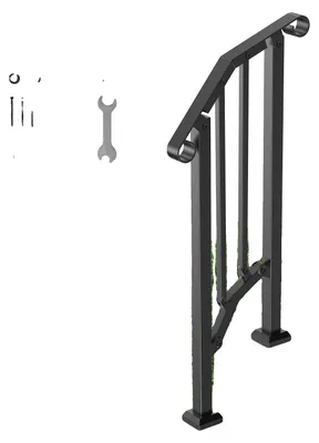 Image de Mains courantes VEVOR pour escaliers extérieurs, kit main courante escalier 1-2 marches, rampe de transition en acier carbone avec kit de montage, rampe d'escalier pour personnes âgées, marches en béton & véranda & deck,