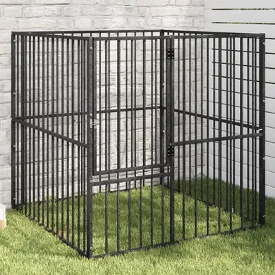 Obrázek produktu pro Ohrádka pro psy 8 panelů černá pozinkovaná ocel 100 x 100 x 100 cm