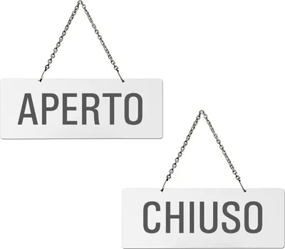 Produktbild von Hängeschild | Wendeschild Aperto Chiuso | Melamin  weiß  | Format 175x65 mm