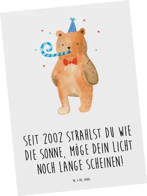 Produktbild von Mr. & Mrs. Panda Grußkarte 2002 Geburtstag - Weiß - Geschenk, feiern, Ansichtskarte, Ansichtskarten, Fotokarte, Geburtstagskind, Geburtstagsgeschenk, 21., Postkarte
