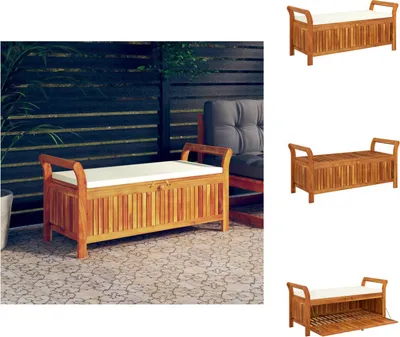 Immagine prodotto di vidaXL Panca da giardino con cuscini 126 cm in legno massiccio di acacia - Panche da giardino