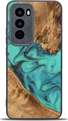 Image de Housse en bois pour Oppo Reno 12 Pro, Bewood Unique Turquoise