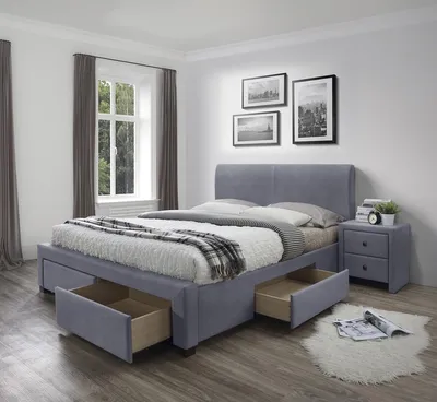 Zdjęcie produktu dla Halmar Łóżko tapicerowane z pojemnikiem Modena 3 160 - szare (Velvet)