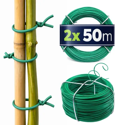 Immagine prodotto di Filo metallico per giardinaggio KADAX 100 m (2 x 50 m), filo da giardino con anima in acciaio e rivestimento in PVC, filo verde per legature da giardino, filo per fiori resistente alle intemperie, colore verde