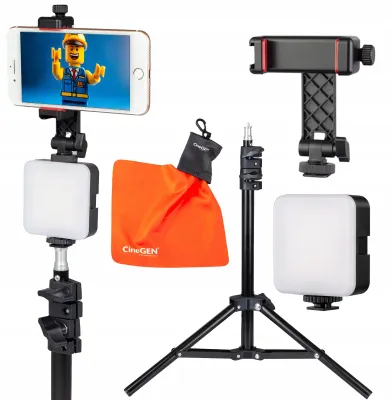 Produktbild von CineGEN CGLS-100-B Beleuchtungsstativ LED Lampe Smartphonehalter