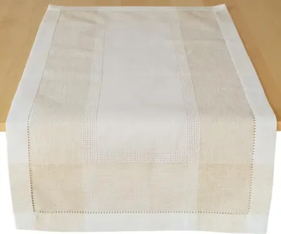 Produktbild von Tischläufer ALMA Leinenoptik mit Hohlsaum Polyester beige 50 x 100 cm