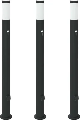 Produktbild von vidaXL Pollerleuchten mit Sensor&Steckdose 3er 110 cm Edelstahl IP44