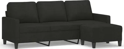 Produktbild von vidaXL 3-Sitzer-Sofa mit Hocker Schwarz 180 cm Stoff