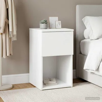 Image de vidaXL Table de chevet blanche 29 x 31,5 x 49 cm en aggloméré