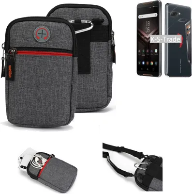 Produktbild von K-S-Trade Holster Gürtel Tasche kompatibel mit Asus ROG Phone Handy Tasche Schutz Hülle grau Zusatzfächer 1x