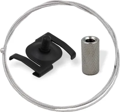 Produktbild von Abhängeset mit Rasterdecken Clip ohne Drahtseilhalter / Gripper, Ø 1,5 mm | schwarz | Länge 3000 mm
