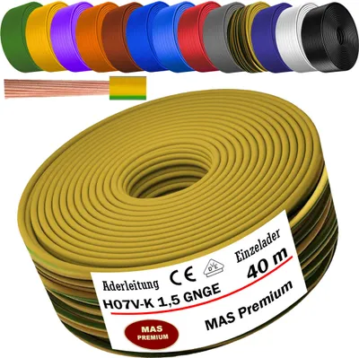 Produktbild von 40m Aderleitung H07 V-K GNGE 1x1,5 mm² Grün/Gelb Einzelader flexibel