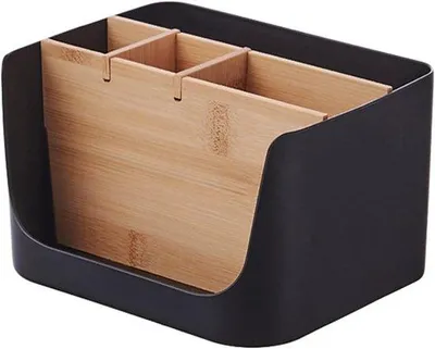 Immagine prodotto di Organizer in legno a forma di U in bambù, 5 scomparti, nero