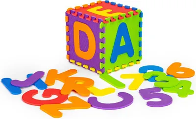 Produktbild von ECOTOYS ECOEVA002 Lernmatte aus Schaumstoff, Puzzle, Buchstaben und Zahlen, 178 × 178 cm, 36 Teile