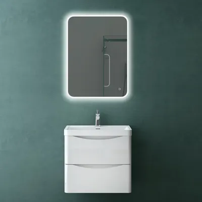 Produktbild von Mai & Mai Badezimmermöbel Waschbeckenunterschrank mit Softclose Schubladen inkl. Waschbecken LED-Badspiegel 60cm in Weiß Badmöbel-Set Smile