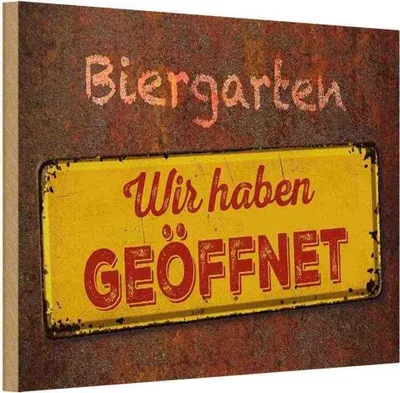 Produktbild von vianmo Holzschild 20x30 cm Biergarten wir haben geöffnet Warnschild Hinweisschild