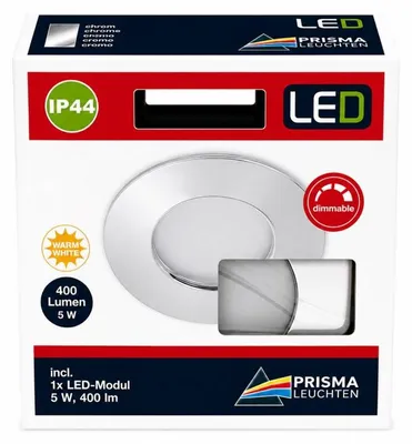 Produktbild von Briloner LED Einbauleuchte chrom dimmbarLeuchtmittel 400 lm warmweiß rund IP44