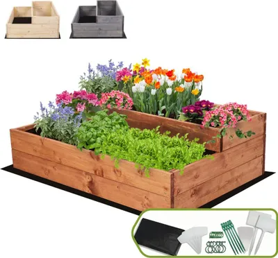 Produktbild von MODO24 Hochbeet Holz, Pflanzkasten, Massivholz, Kiefer, Kräuterbeet, Blumenkasten, Garten, Terrasse, 27x90x63 cm, Braun, ZP07