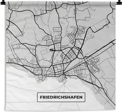 Produktbild von MuchoWow® Wandteppich Wandbehang Friedrichschafen - Stadtplan - Deutschland - Karte 150x150 cm Tapisserie Dekoration Wandtuch - Wohnaccessoires - Modernes