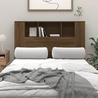 Produktbild von The Living Store Kopfteil mit Ablagen Braun Eichen-Optik 120x18,5x102,5 cm
