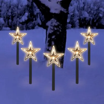Zdjęcie produktu dla TolleTour, 5 sztuk, listwy LED, motywy gwiazd, światło ciepłe białe, timer 6/18 godzin, długość 3,6 metra, dekoracje świąteczne