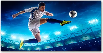 Produktbild von Tulup® Leinwandbild -100x50 cm - Wandkunst - Drucke auf Leinwand - Leinwanddruck  - Sport - Blau - Fußballer