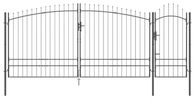 Immagine prodotto di vidaXL Cancello da giardino con serratura Woerden Grigio 195 x 500 cm Acciaio