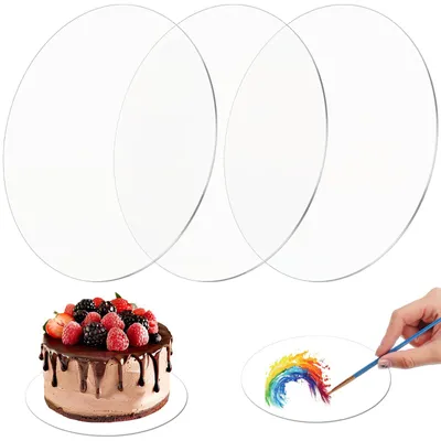 Acryl-Tortenplatten, 3 Stück, rund, transparent, 19,8 cm