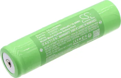 A single green battery pack with text labels.
