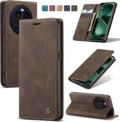 Produktbild von Oppo Find X6 Hülle, Retro Kunstledertasche mit Standfunktion Schutzhülle für Oppo Find X6 Kupfer