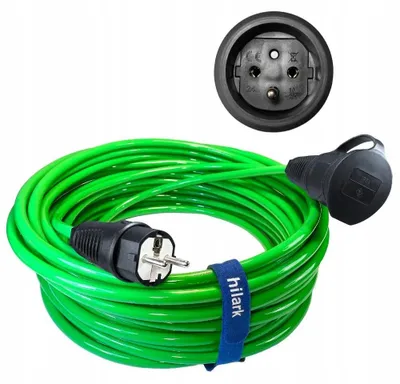 Produktbild von Verlängerungskabel 1 Steckdose grün H07BQ-F 3G2,5 aus Gummi robust 3m