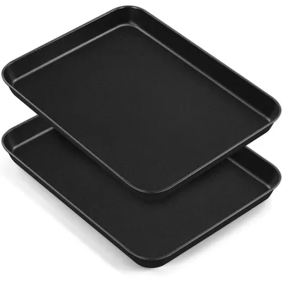 Productafbeelding van Anti-aanbak bakplaat, set van 2, afmetingen 26,5 x 20,5 x 2,5 cm, koolstofstaal