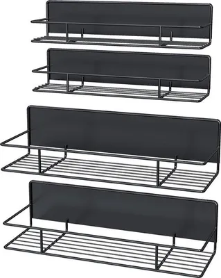 Produktbild von Magnetische Kräuterhalter, 4 Stück, selbstklebend, für Küchen, ohne Bohren, magnetisch, schwarz, Raumsparender Organizer