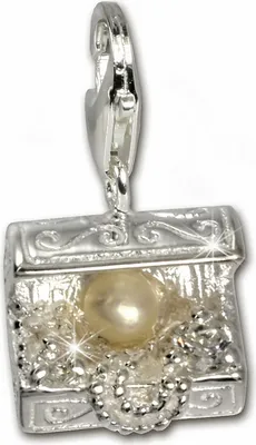 Produktbild von SilberDream Charm Anhänger Truhe Zirkonia Perle 925 Echt Silber FC227W